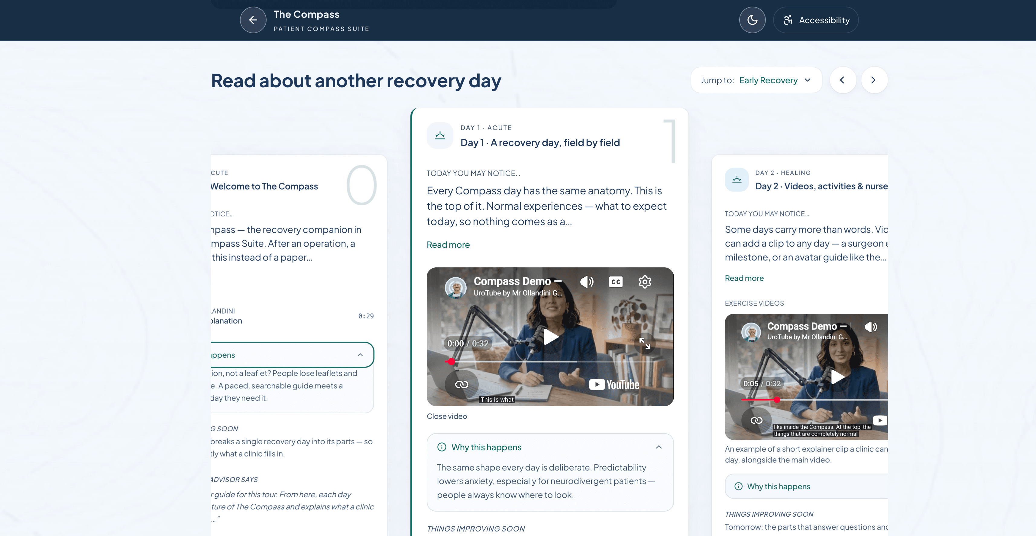 The Compass demo: recovery day carousel, video and explanation