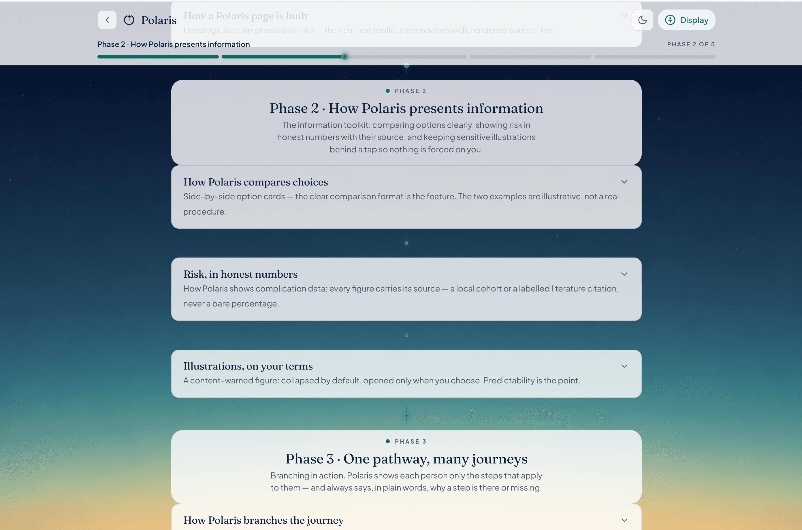 Polaris standard reading view: how information is presented
